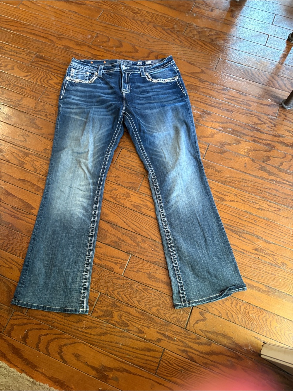 Miss Me Medium Blue Embellished Back-Pocket Bootcut Jeans - Picture 4 of 7